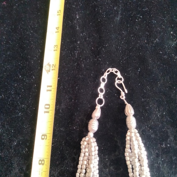 Iris Apfel & Bajalia Silver Toned Metal & Beaded Chunky Statement Necklace - Picture 5 of 12